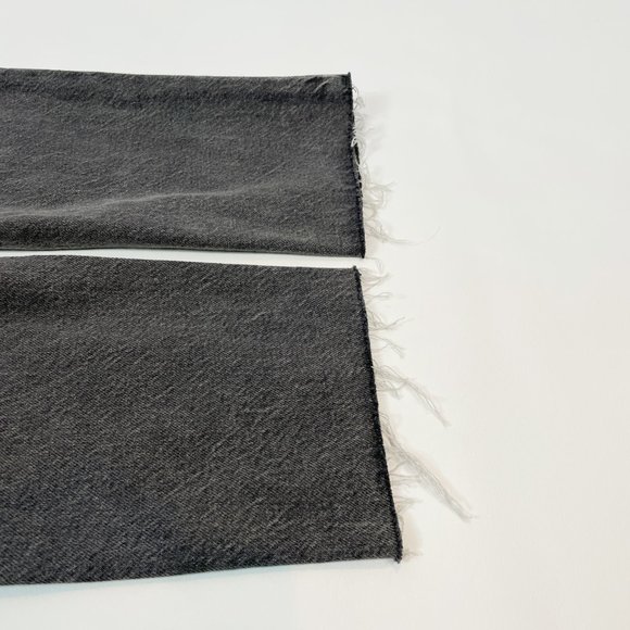PacSun Jeans High Rise Straight Black Two-Toned Raw Hem Button Fly 23 - Picture 7 of 7